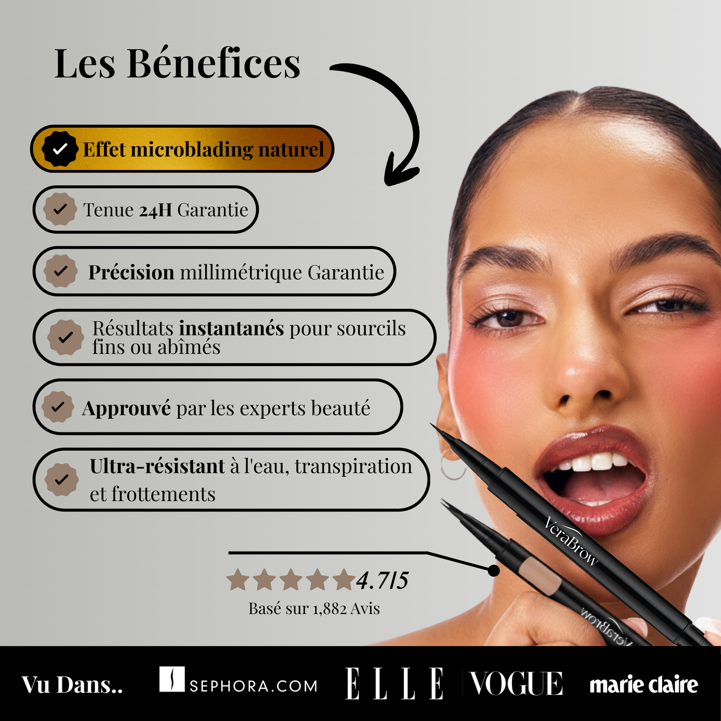 Magic Brow Pen® - Crayon à Sourcils 2-en-1 Effet Microblading